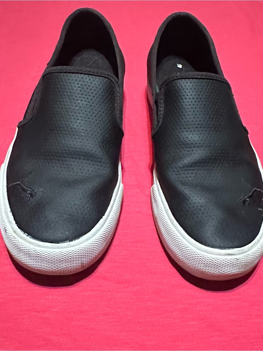 Puma Women's Black Slip-On Flats with White Soles